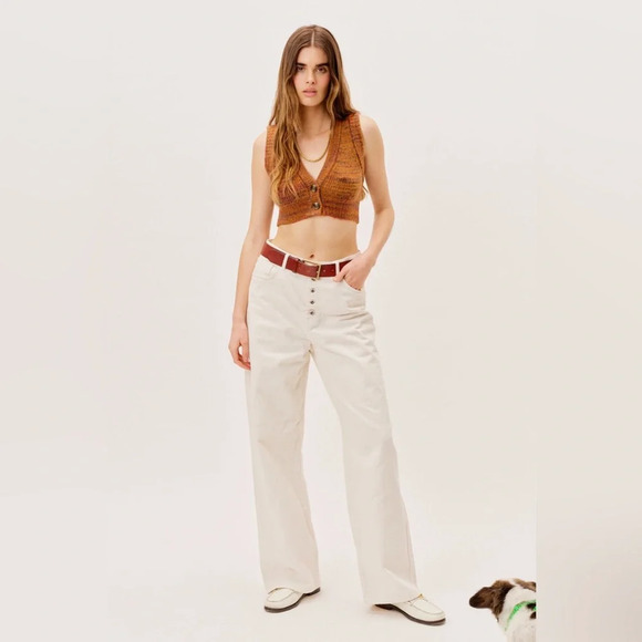 NWT For Love & Lemons Helena Button Up Cropped Sweater Vest Space Dye Size Small - Picture 7 of 15